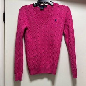 Ralph Lauren V-Neck Sweater in Vibrant Pink
